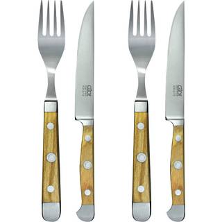 Güde Alpha Olive Steakmesser & Gabel Set 4-tlg. - Braun,Silber