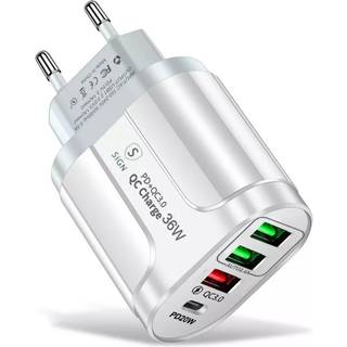 SiGN Hurtigoplader USB-C & 3xUSB-A, PD & QC 3.0, 36W - Hvid