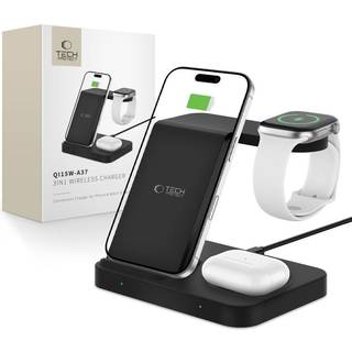 15W 3-in-1 Trådløs Oplader Tech-Protect - Apple og Android - Sort