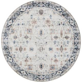 ATLAS Creme Grå Vaskbart Tæppe - Rund / ø 160 cm / Hvid