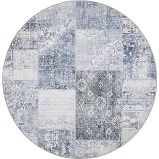 ATLAS Blå Vaskbart Tæppe - Rund / ø 120 cm / Blå