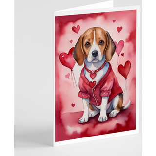 Carolines Treasures DAC5274GCA7P Beagle My Valentine Greating Cards Pack med 8 tomma kort med kuvert nyckfull A7 Storlek 5x7 tomma anteckningskor