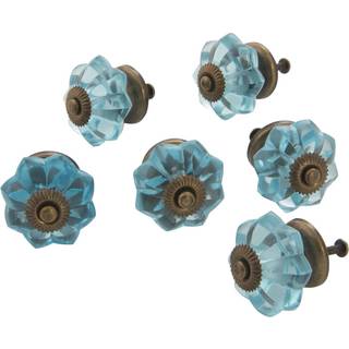 DRITZ HOME 47046A GLASS SCALLOPS KNOB MEDARKE BLÅ (6-PIECE)
