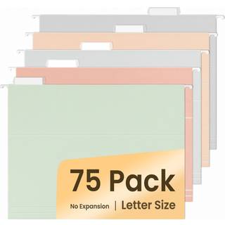 Sunee hængende filmapper Pastelfarver - 75 Pack Farvede filmapper Letterstørrelse med 1/5 -skårne faner Ideel til organisering af hjemme- og kont