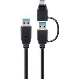 Goobay USB 3.0 kabel m. USB-A til USB-C Adapter Sort - 0,5 meter