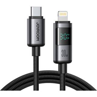 Joyroom USB-C til lynhurtigt opladningskabel med display 30W, 1,2m