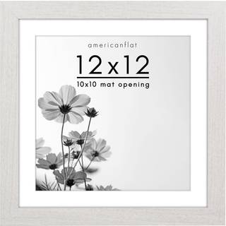 AmericanFlat 12x12 Billedramme med knust -resistent glas - Brug som 10x10 ramme med Mat eller 12x12 ramme uden Mat - Hudson Collection - Bred fot