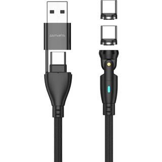 4Smarts GravityCord USB-C/A 540° magnetisk kabel 100W, 1,8m - Sort