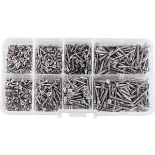 Skruer 800stc M2 Cross Drive Flat Head Self Tapping Skruer Træ rustfrit stål skrue Skrueudviklingssæt til hjemmet og kontorapparatet træ møbler