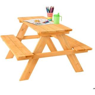 FableKids® ARNE til 4 børn, sæt med picnicbord og stole til børn – havemøbler i massivt træ til børn fra 2-7 år, naturtræ
