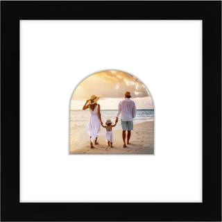 AmericanFlat 4x4 -billedramme med bueformet mat i sort - Brug som 8x8 billedramme uden mat eller 4x4 ramme med Mat - Engineered tr?ramme med knus