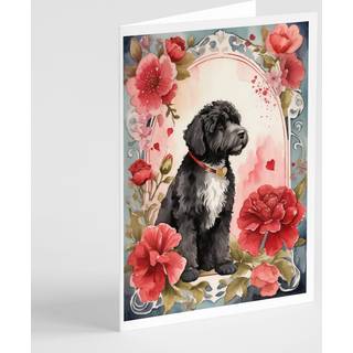 Caroline's Treasures DAC4529GCA7P Portugisiske vandhund Valentine Roser Helearing Cards Pakke med 8 blanke kort med konvolutter, finurlig A7 Stør