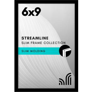 AmericanFlat 6x9 Picture Frame med knust -resistent glas - Streamline Collection - tynd grænsefotosamme til væg og bordplade - hængende hardware