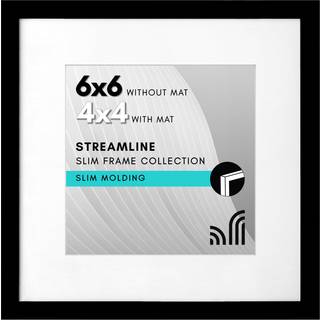 AmericanFlat 6x6 -billedramme med knust -resistent glas - brug som 4x4 ramme med mat eller 6x6 ramme uden mat - strømline samling - tynd firkante