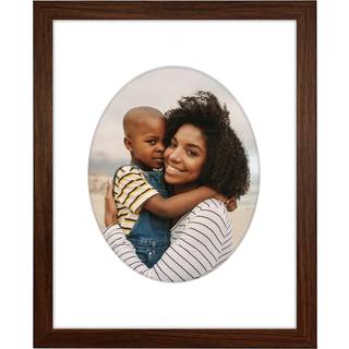 AMERICANFLAT 8X10 Billedramme med ovalformet m?tte i valn?d - Brug som 11x14 billedramme uden Mat eller 8x10 ramme med Mat - Engineered tr?ramme