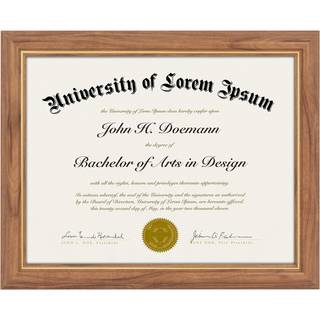 AmericanFlat Ornate 8.5x11 Diplomramme i eg og guld - Certifikatramme med knust -resistent glas og staffeli til væg og bordplade - Antik indretni