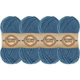 Estako Megastar (4 Skeins Pack) 75% akryl 25% uldgarn Blød tykket voluminøs vægt #5 til hækling og strikning (4 x 3,52 oz) / (4 x 120 år) (65096
