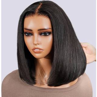 SuperLook 12inch 5x6 Bob Wig Human Hair 12A Pre Cut-Wear og Go Glueless Wig Human Hair C-Part 210% Density Real Bleached Knots Straight Hair Bob