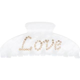 DARK Text Hair Claw "Love" White