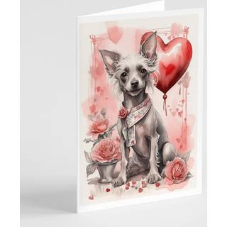 Caroline's Treasures DAC4406GCA7P Kinesisk Crested Valentine Roses Helearing Cards Pack med 8 blanke kort med konvolutter, finurlige A7 -størrels