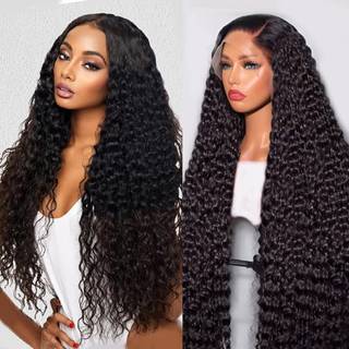 28 tommer blonder foran parykker menneskehår 13x4 hd blonder front paryk brasiliansk dyb bølge forud plukket våd bølget glueless frontal paryk 20