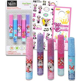 Minnie Mouse Lip Gloss Bundle til piger - 5 pakke Minnie -gloser til læber i forskellige smag plus klistermærker mere | Minnie Mouse Party favori