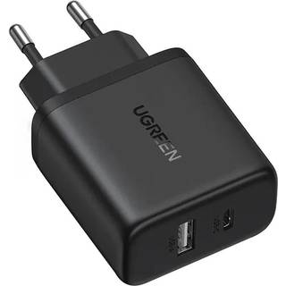 Ugreen GaN 20W USB-oplader med 1xUSB og 1xUSB-C - Svart
