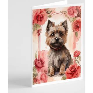 Caroline's Treasures DAC4394GCA7P Cairn Terrier Valentine Roses lykønskningskort Pakke med 8 blanke kort med konvolutter, finurlig A7 Størrelse 5