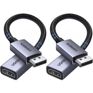 UGREEN DisplayPort han til HDMI hun 4K adapterkabel, 20cm - 2 stk.