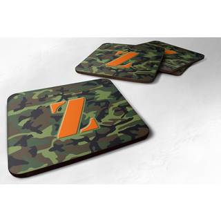 """" Caroline's Treasures CJ1030-ZFC Monogram-Camo Green Foam Coasters (Sæt med 4) indledende bogstav Z 3.5 """" ""H X 3,5"" """" ""W multicolor"" ""