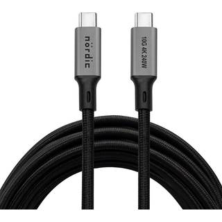 NÖRDIC 5m USB 3.2 Gen 2 USB-C til C nylon flettet kabel PD3.1 240W 20G 4K60Hz grå