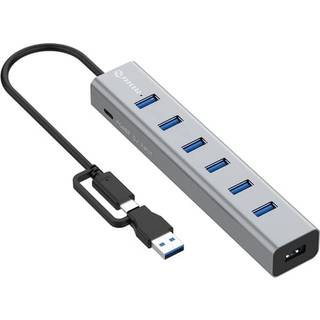 Prokord 7-port Usb 3.0 Hub Med Usb-c Strømforsyning Usb 3.2 Gen 1 (3.1 Gen 1) Type-a + Type-c Usb 3.2 Gen 2 (3.1 Gen 2) Type-a