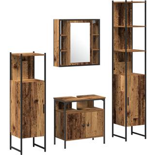 Badeværelsesmøbel sæt med skuffe 4 pcs Gammelt træ Træ, metal