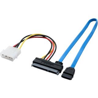 Eletra SATA 7+15P - 7P+Molex 4P 30+15Cm kabel Fladt, blå ➞ På lager - klar til levering