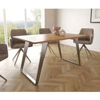 Esstisch Edge 140x90 S Akazie Natur Edelstahl Schräg Live-Edge