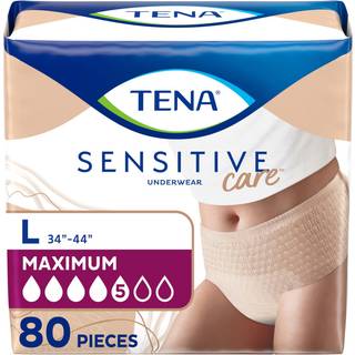 Tena Sensitive Care Voksen inkontinens Undertøj til kvinder Maksimalt stort beige engangs 80 -antal (4 pakker med 20)
