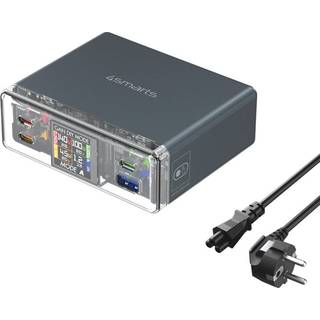 Bordoplader - 300W / 3x USB-C & 1x USB-A - 4smarts Lucid GaN DIY Mode - Grå