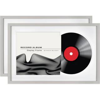 MCS 16.5x25 Gray Record Album Frame Vertical & Horizontal Wall Hanging Picture Frame For Photes & Art Prints (2-Pack)
