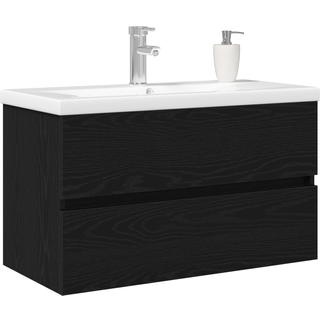 Vaskeskab Vægmonteret Sort eg 80 x 39 x 62 cm Konstrueret træ