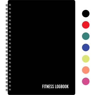Fitness Logbook (sort) - A5 Udateret tr?ning Journal for Men & Women - Plastic Cover & Thick Paper - Planner Log Book for at spore v?gttab Muskel