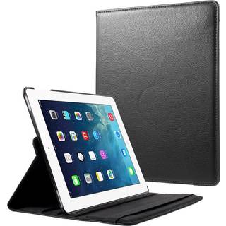 iPad 4 / 3 / 2 - EIDERWOOD Kunstlæder Flip Cover m. Elastik & Roterbar Funktion - Sort