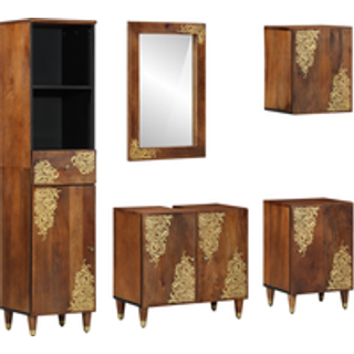 Badeværelsesmøbel Sæt 5 Dele Honningfarvet 62 X 33 X 58 Cm