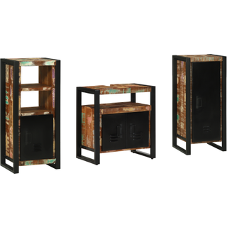 Badeværelsesmøbel sæt med hylde 3 pcs Brun Solid genbrugs træ