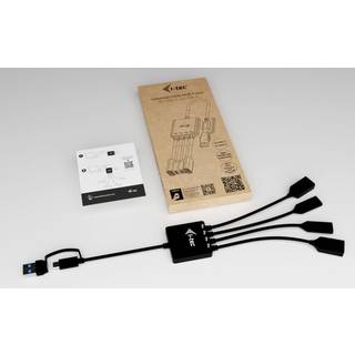 i-tec USB-C/USB-A Cable HUB 4 port (2x USB-C, 2x USB-A) USB 3.2 Gen 1 (3.1 Gen 1) Type-A + Type-C 5000 Mbit/s Sort
