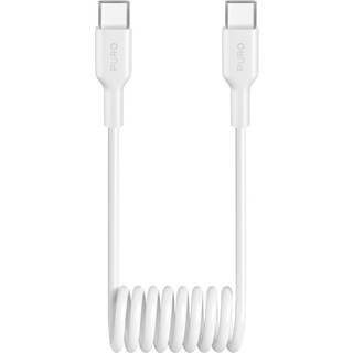 Puro USB-C til USB-C spiral kabel, 1 meter - hvid (På lager i butik)