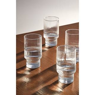 STRIPE højt glas 4-pak - Transparent