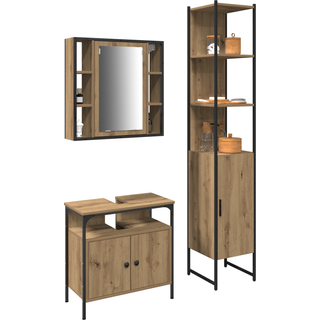 Badeværelsesmøbel sæt 3 pcs Artisan Egetræ Konstrueret træ