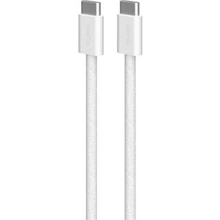 Puro Fleksibelt Braided Kabel – USB-C til USB-C, 2m, 60W, 480Mbps - Hvid