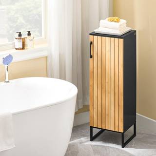 SoBuy Badeværelseskab med bambusdør - Pladsbesparende 30x30x90 cm