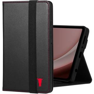 Samsung Galaxy Tab A9 Leather Case - Black with Red Detail